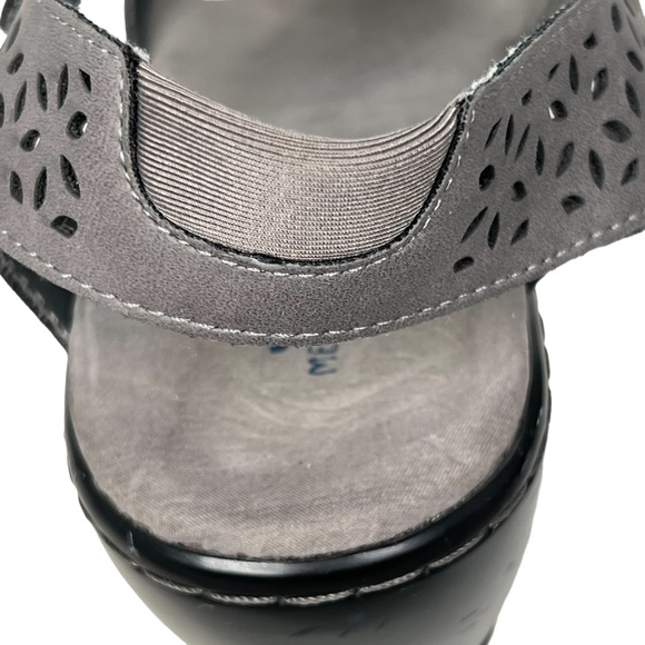 JBU by Jambu Chloe Gray Vegan Leather Laser Cut Wedge Sandals With Memory Foam 9 - Picture 11 of 15